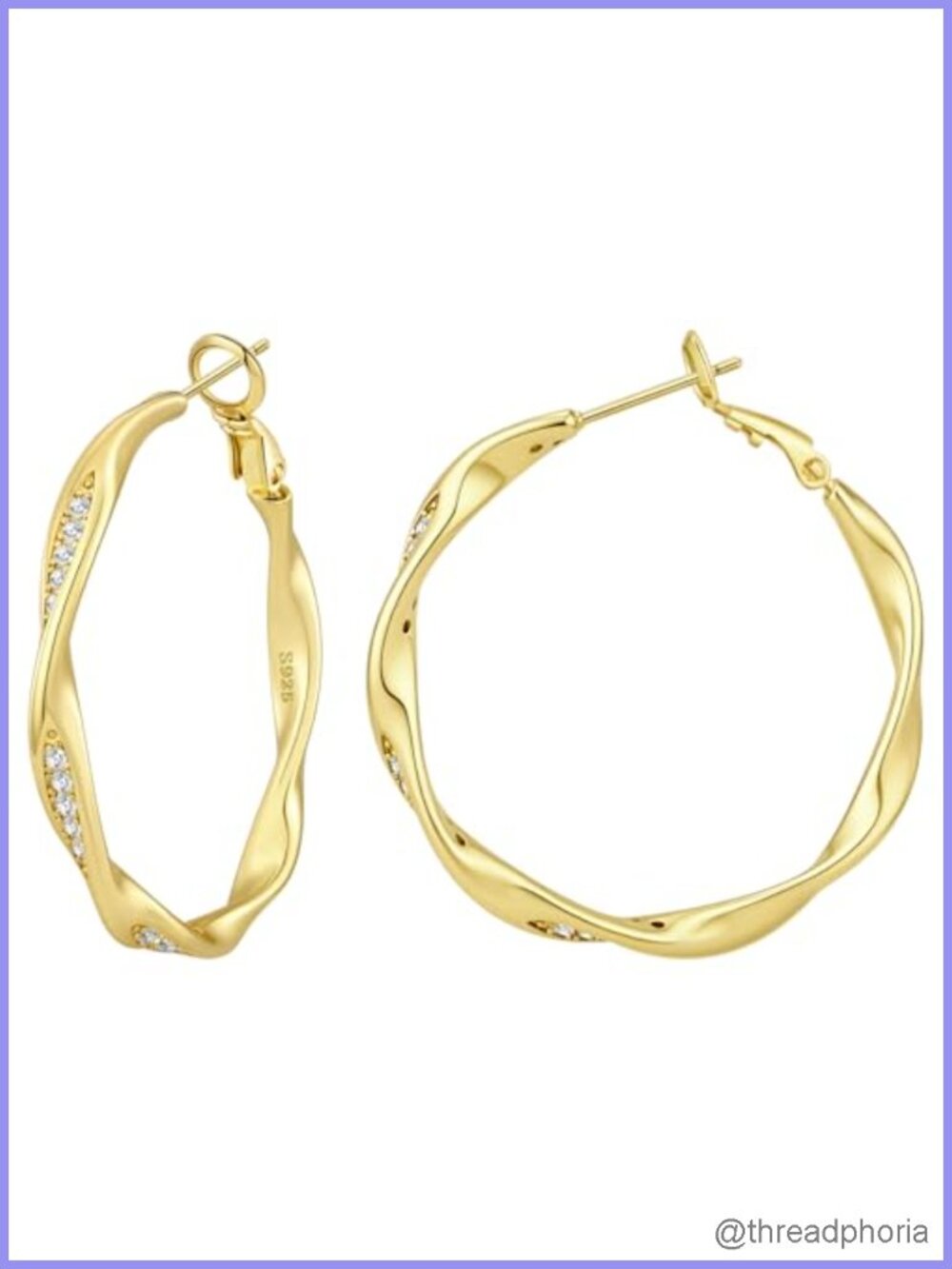 Sterling Silver Post Hoop Earrings for Women Twisted Hoop Earrings